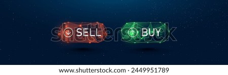 Buy or Sell button icon. Forex, stock exchange market order. Low polygonal, wireframe, and mesh illustration