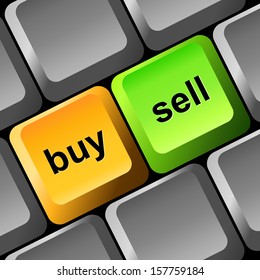 Buy And Sell Button On The Keyboard. Vector