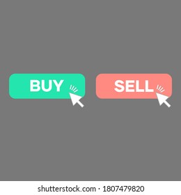 Buy And Sell Button, Button For Trading, Exchange, Market, Vector Illustration