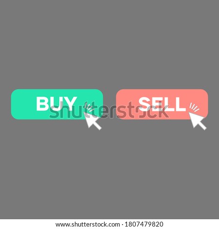 Buy and sell button, button for trading, exchange, market, vector illustration