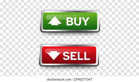 buy and sell buttons with up and down arrows design. vector