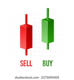 Buy and Sell candlesticks. Price Action, Price Pattern, Decided to Buy or Sell. Vector illustration.