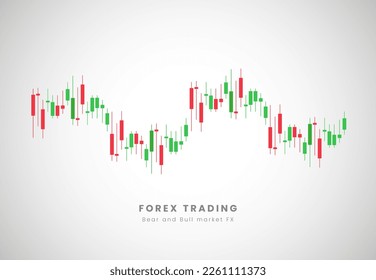 Buy and sell forex market with candle stick and rending of Forex price action candles for red and green, Forex Trading charts in Signals vector illustration