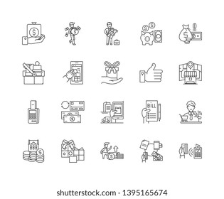 Buy and sell line icons, signs, vector set, outline illustration concept 