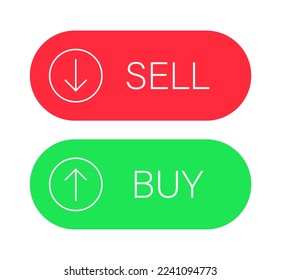 Buy sell options button icons vector. Cryptocurrency, stock and forex investment trading analysis.	