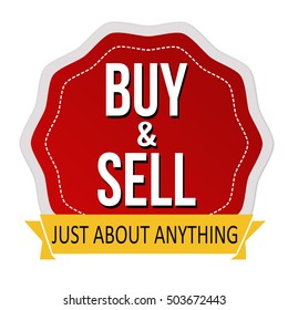 Buy and sell sticker on white background, vector illustration