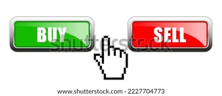Buy or sell web buttons on white background
