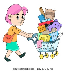 buy up shopping discount. cartoon illustration sticker emoticon