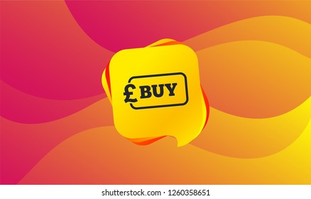 Buy sign icon. Online buying Pound gbp button. Wave background. Abstract shopping banner. Template for design. Vector