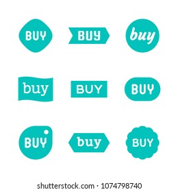 Buy sign and sticker, sale tag, red purchase button