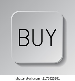 Buy simple icon vector. Flat design. Black icon on square button with shadow. Grey background.ai