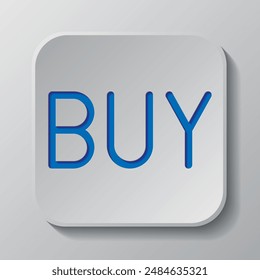 Buy simple icon vector. Flat design. Paper cut design. Cutted blue symbol with shadow. Gray badge button, gray background.ai