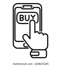 Kaufen Sie Symbol-Umriss-Vektorgrafik des Speichers. Verkaufsgeschäft. Internetgeschäft