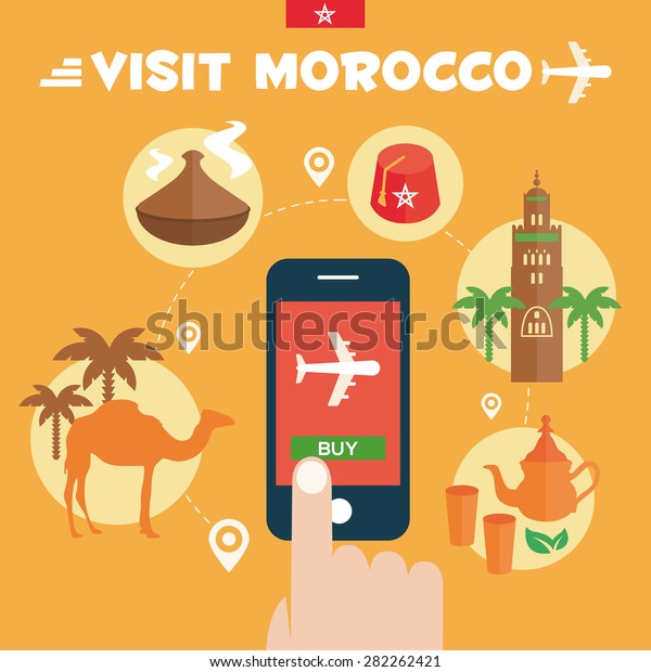 Buy Ticket Morocco Flat Icons Design Stock Vector (Royalty Free