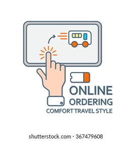 Buy Ticket Online. Online Ordering. Transport Concept. Vector illustration