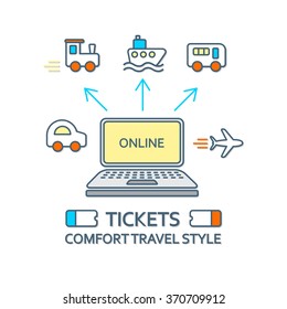 Buy Ticket Online. Online Ordering. Transport Concept. Vector illustration