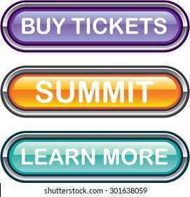 Buy Tickets Summit Learn More Buttons Glossy Vectors