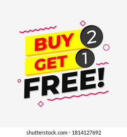 Buy Two Get One Free Shopping Offers Label Vector