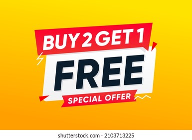 Buy two get one free offer, Banner vector design 