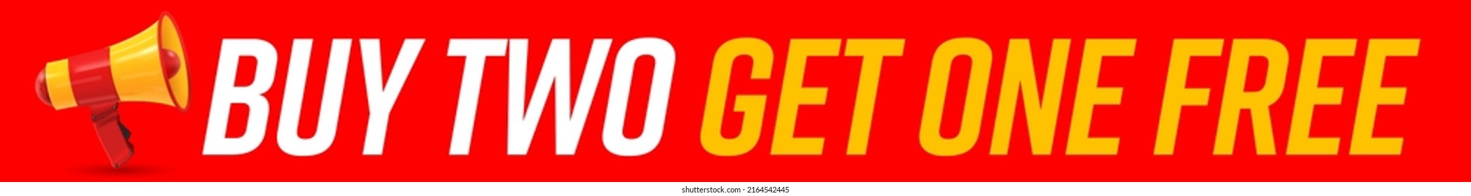 Buy two get one free sale sticker. Special shop store discount label tag or badge vector illustration