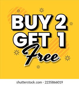 Buy two get one free shopping offers banner design vector