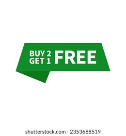 Buy Two Get One Free In Green Parallelogram Rectangle Shape For Advertising Sale
