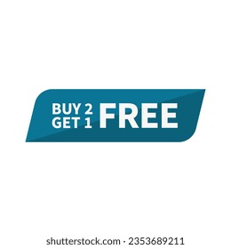 Buy Two Get One Free In Blu Rectangle Parallelogram Shape For Promotion Sale Advertising
