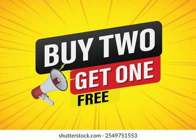 buy two get one free buy now poster banner graphic design icon logo sign symbol social media website coupon

