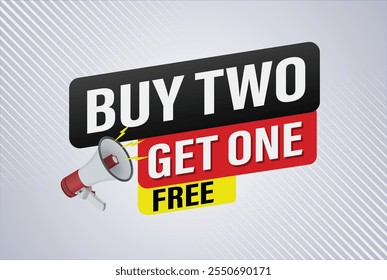 buy two get one free buy now poster banner graphic design icon logo sign symbol social media website coupon

