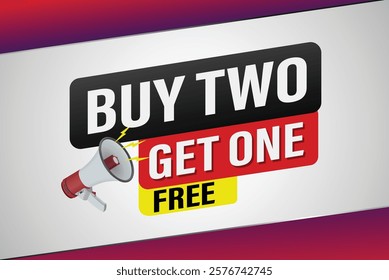 buy two get one free buy now poster banner graphic design icon logo sign symbol social media website coupon

