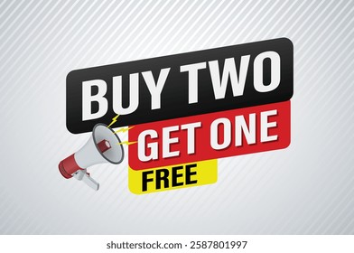 buy two get one free buy now poster banner graphic design icon logo sign symbol social media website coupon

