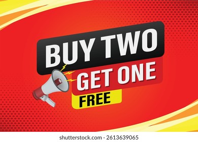 buy two get one free buy now poster banner graphic design icon logo sign symbol social media website coupon

