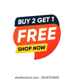 Buy Two Get One Free Banner Label Vector