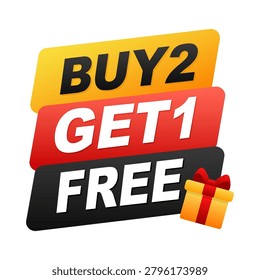 Buy two get one free offer. vector illustration