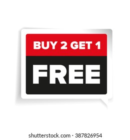 Buy two get one free, promotional sale sticker