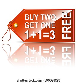 Buy Two Get One Free Sale Label. Special Offer Price Tag Vector