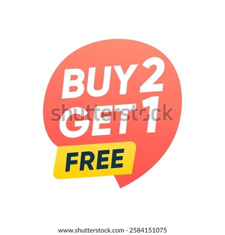 Buy two get one free offer sale banner vector design