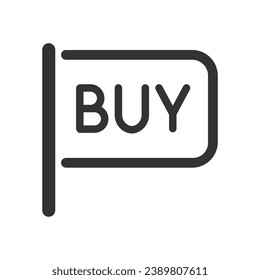 buy vector icon. buy flag button for black friday sales company. glyph icon for web and ui isolated on white background