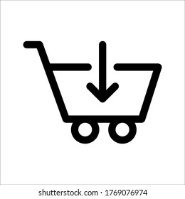 Icono de vector de compra, símbolo de pago en línea sobre fondo blanco