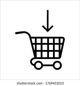 Icono de vector de compra, símbolo de pago en línea sobre fondo blanco