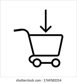 Icono de vector de compra, símbolo de pago en línea sobre fondo blanco