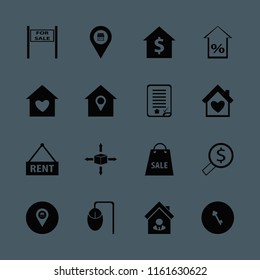 buy vector icons set. with parcel four directions, house rent, house location and sale sign in set