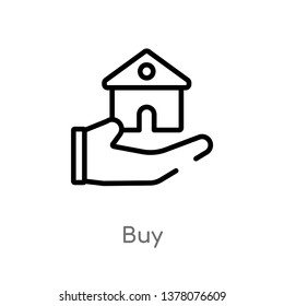 buy vector line icon. Simple element illustration. buy outline icon from real estate concept. Can be used for web and mobile