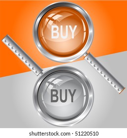 Comprar. Vidrio de aumento vectorial.