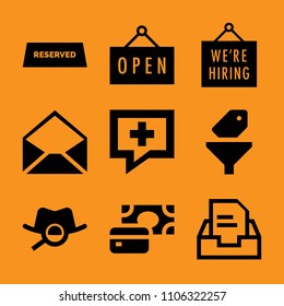 buy, vip, set, career, inbox and graphic icon vector set. Flat vector design with filled icons. Designed for web and software interfaces