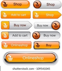 Buy web orange buttons for website or app. Vector eps10.