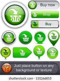Compra botones anaranjados web para sitio web o aplicación. Vector eps10. 