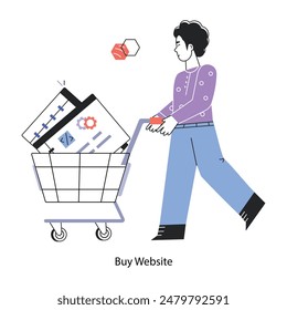 Buy website code, line style mini illustration 