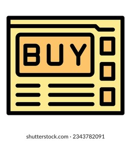Buy website icon outline vector. Fill form. Online resume color flat