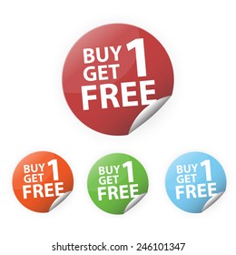 buy1 get1 free set sticker vector icon